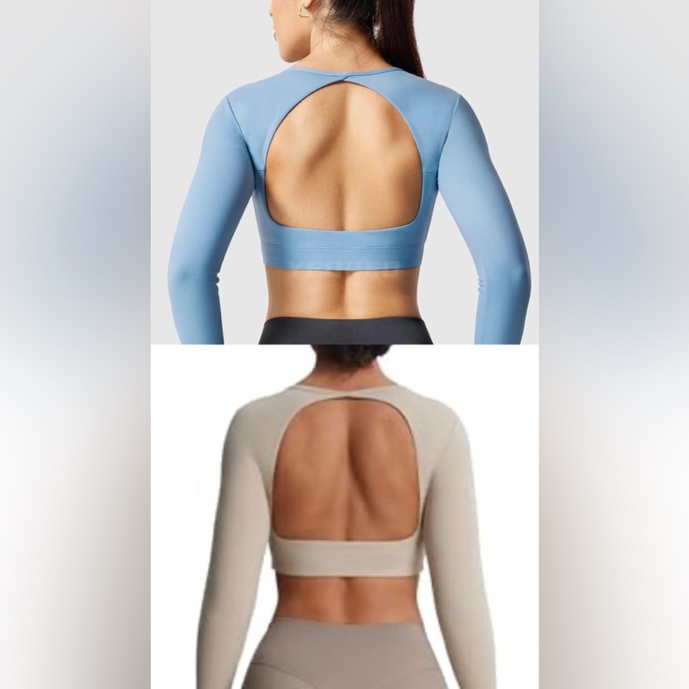 Open Back Long Sleeve Crop Tops